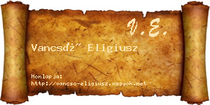 Vancsó Eligiusz névjegykártya